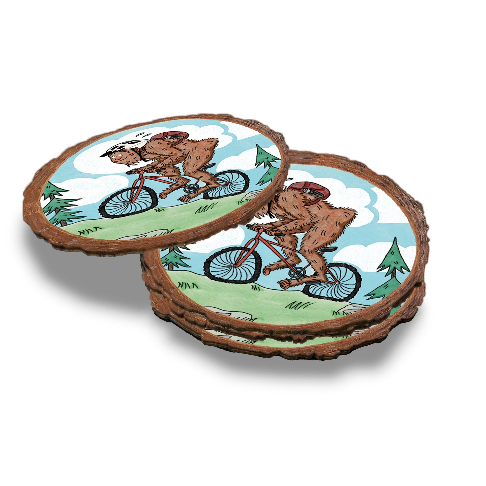 Bigfoot Mtn Biker - Live Edge Live Edge Coaster (5pk // $2.80ea)