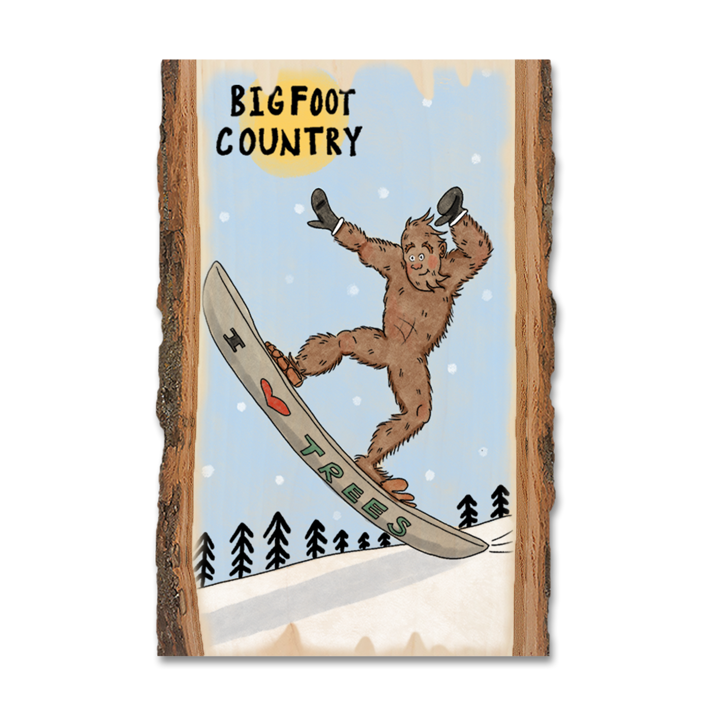 Ornament: Live Edge - Bigfoot Snowboarder