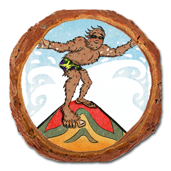 Coaster: Live Edge - Bigfoot Surfing (Pack of 5)