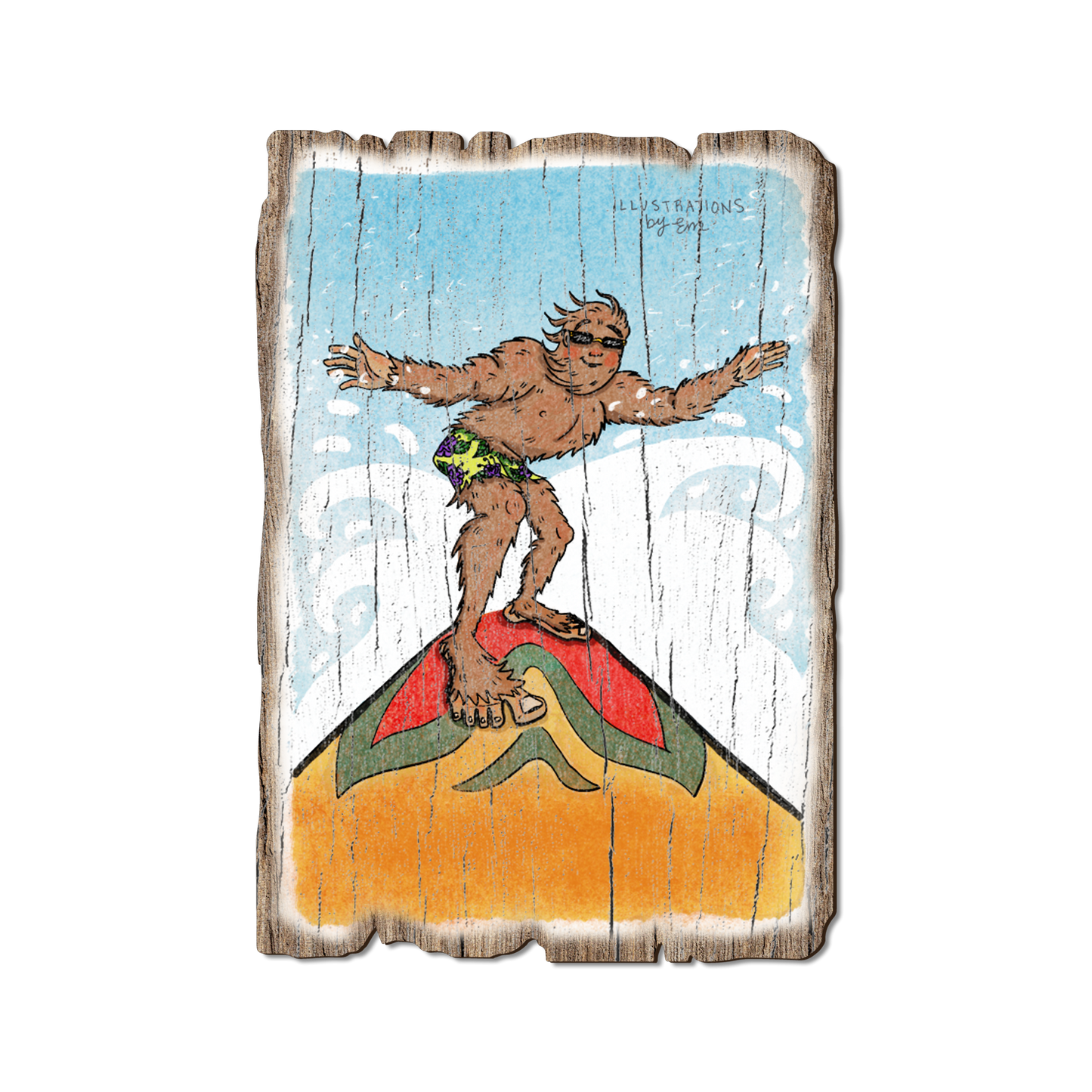 Greeting Card: Weathered Edge - Bigfoot Surfing (Pack of 5)