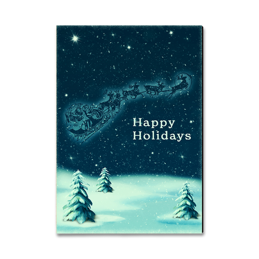 Greeting Card: Classic Edge - Blue Santa Sleigh