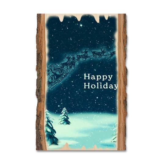 Greeting Card: Live Edge - Blue Santa Sleigh
