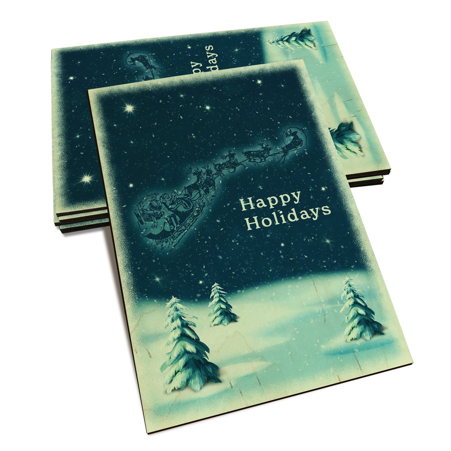 Blue Santa Sleigh - Holiday - Classic Edge Classic Edge Postcard (5pk // $2.80ea)