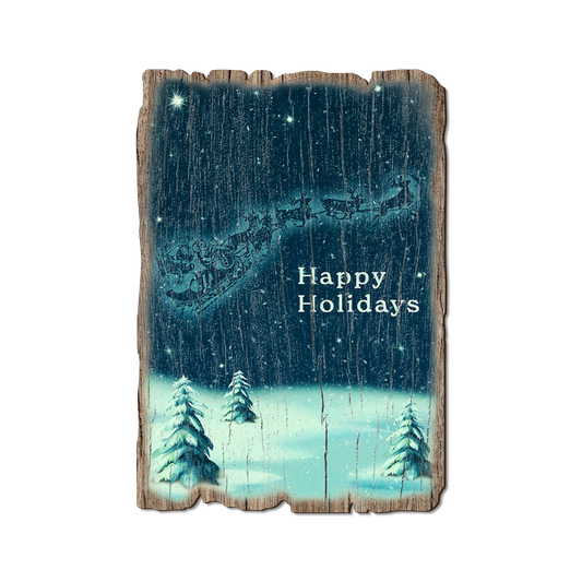 Greeting Card: Weathered Edge - Blue Santa Sleigh (Pack of 5)