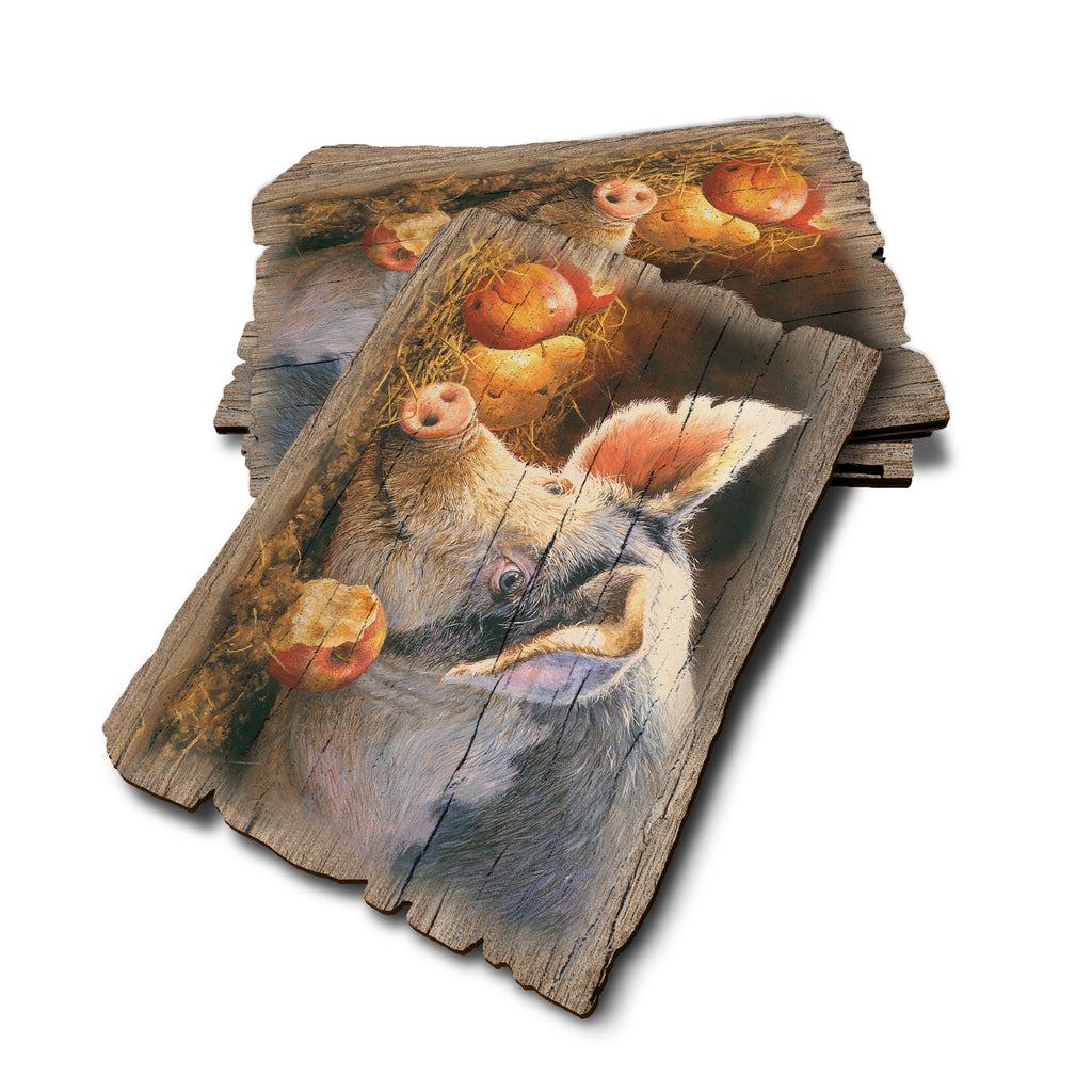 Marris' Happy Pig - Weathered Edge Rustic Edge Postcard (5pk // $2.80ea)