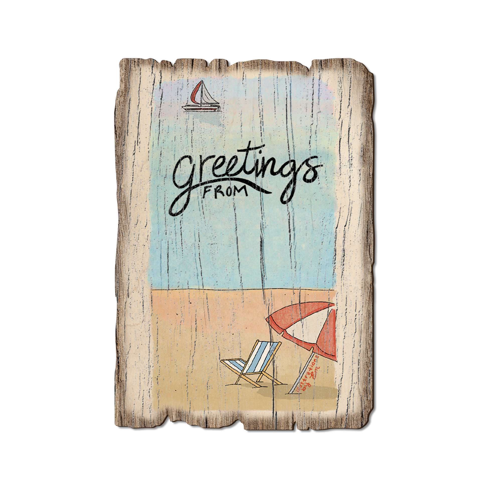 Greeting Card: Weathered Edge - Beach Umbrella (Pack of 5)