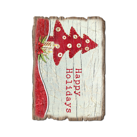 Greeting Card: Weathered Edge - Button Tree