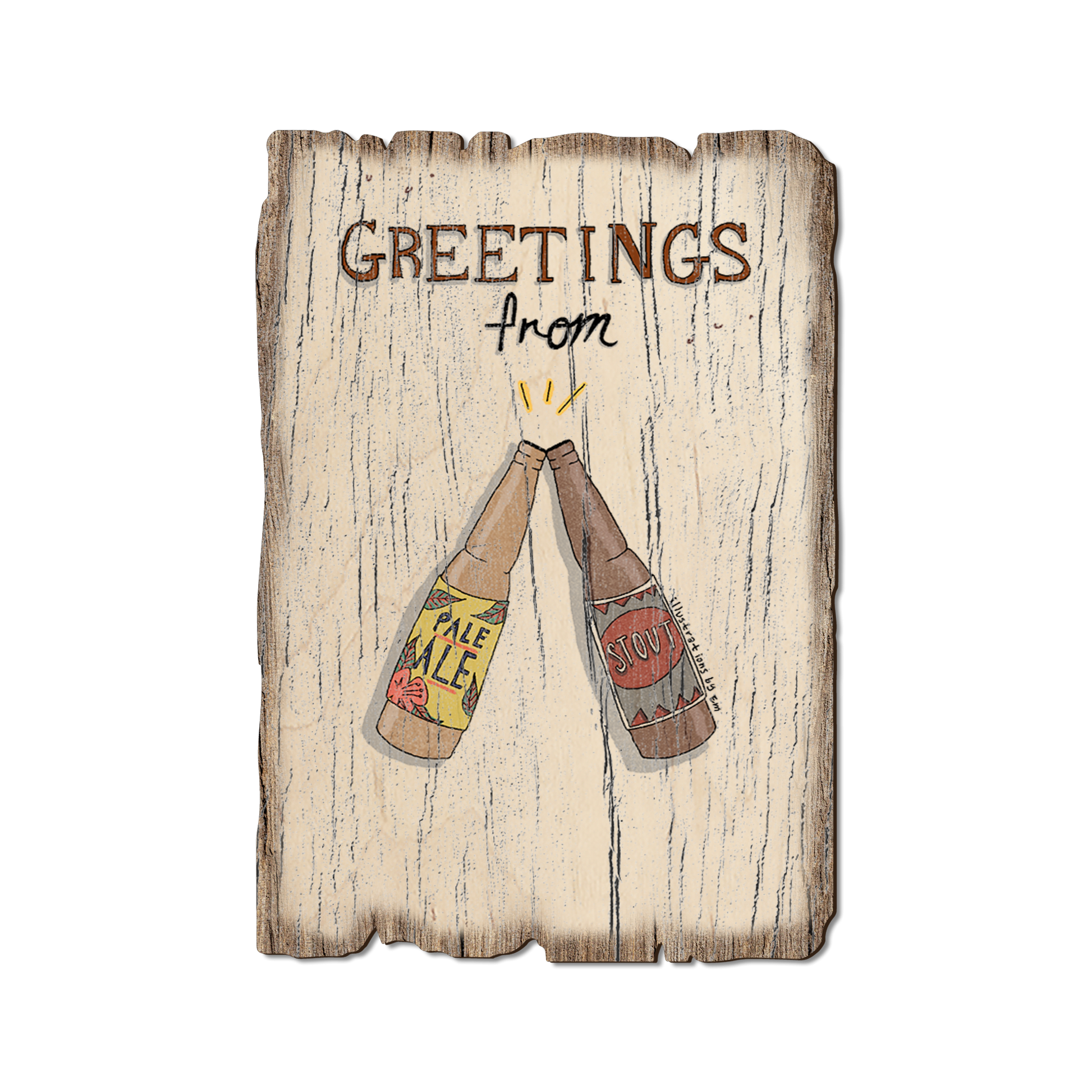Ornament: Weathered Edge - Cheers Beers (Pack of 5)