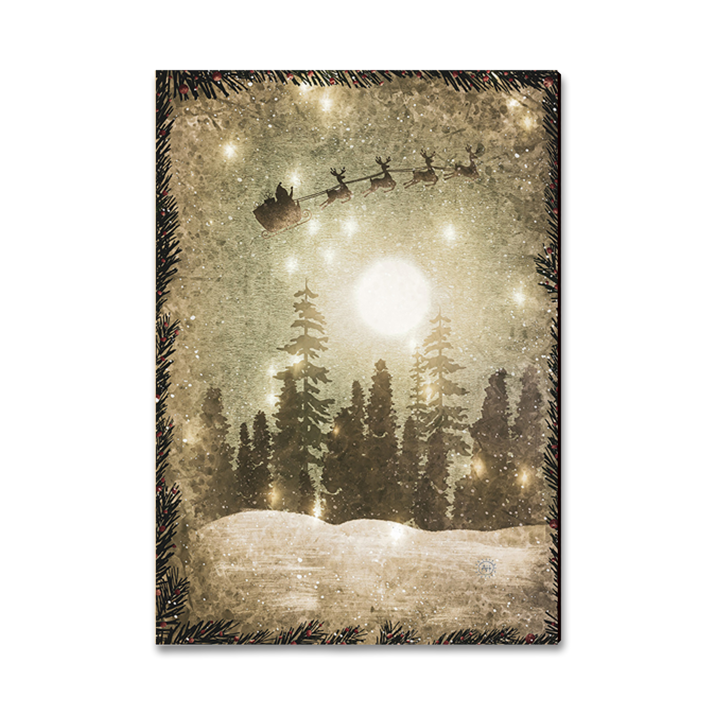 Postcard: Classic Edge - Circle Christmas Cat
