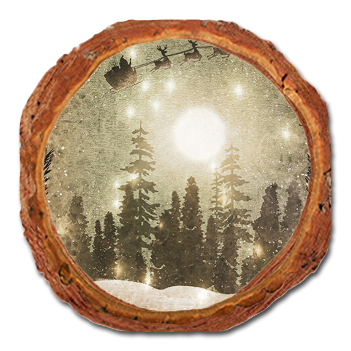 Coaster: Live Edge - Circle Christmas Cat (Pack of 5)