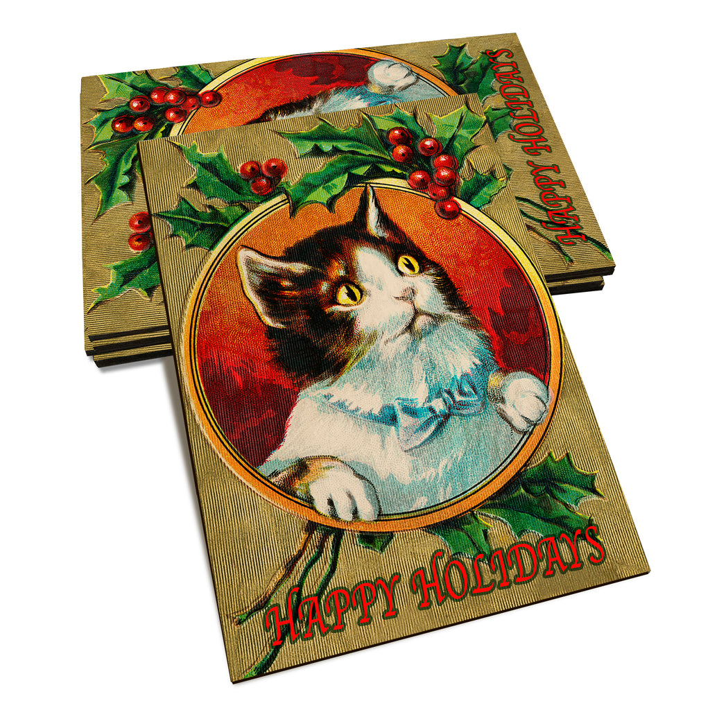Circle Christmas Cat - Holiday - Classic Edge Classic Edge Postcard (5pk // $2.80ea)