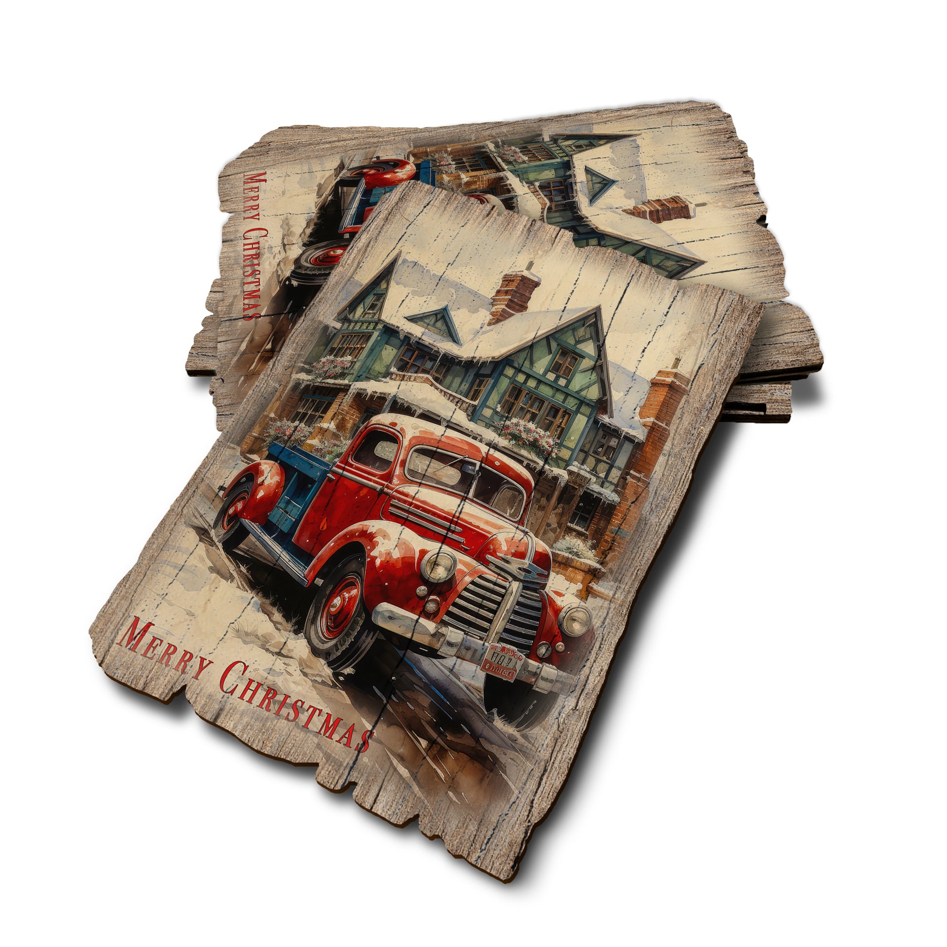 Christmas Pickup - Weathered Edge Rustic Edge Postcard (5pk // $2.80ea)