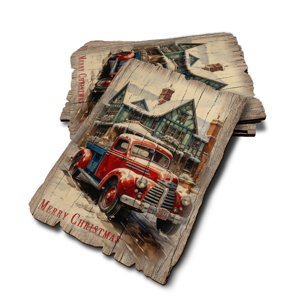 Christmas Pickup - Weathered Edge Rustic Edge Postcard (5pk // $2.80ea)