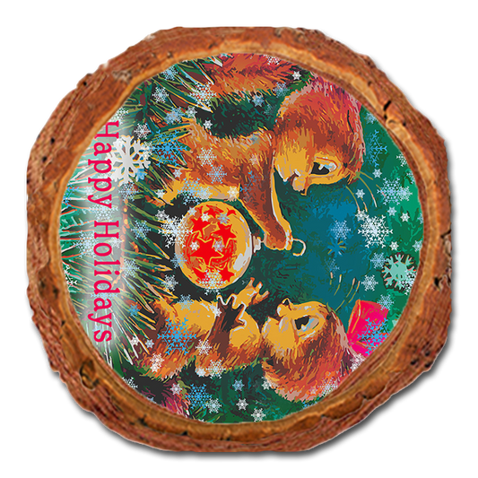 Coaster: Live Edge - Cute Holiday Squirrels