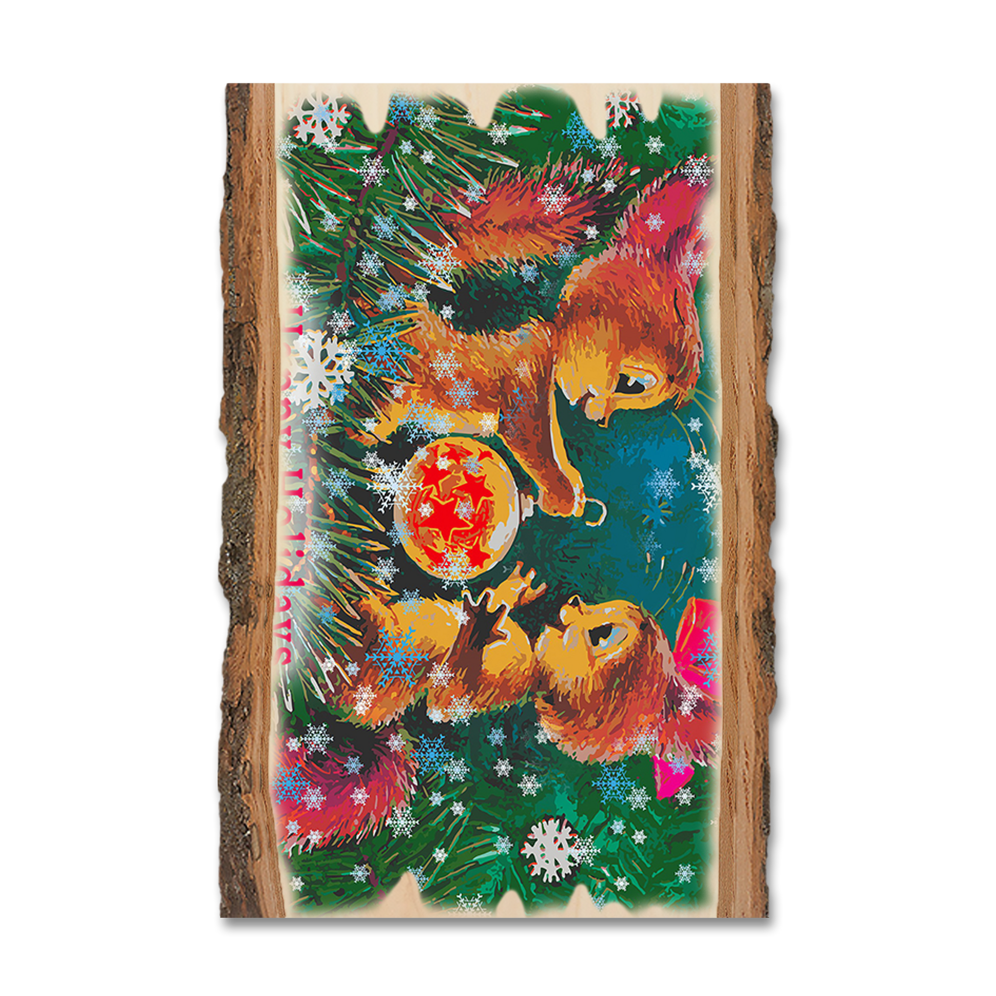 Magnet: Live Edge - Cute Holiday Squirrels