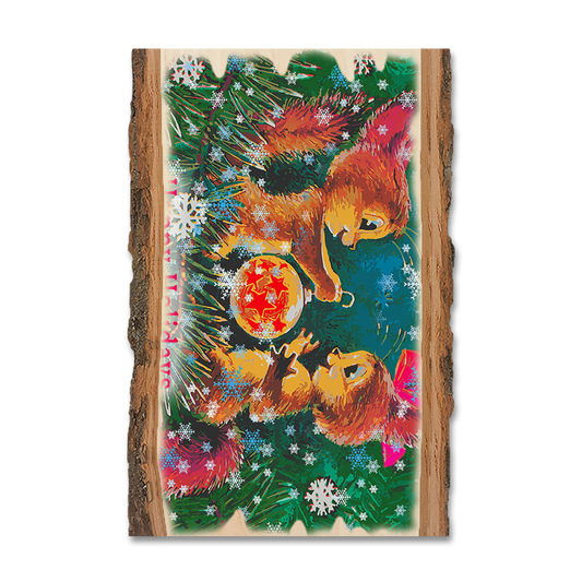 Magnet: Live Edge - Cute Holiday Squirrels