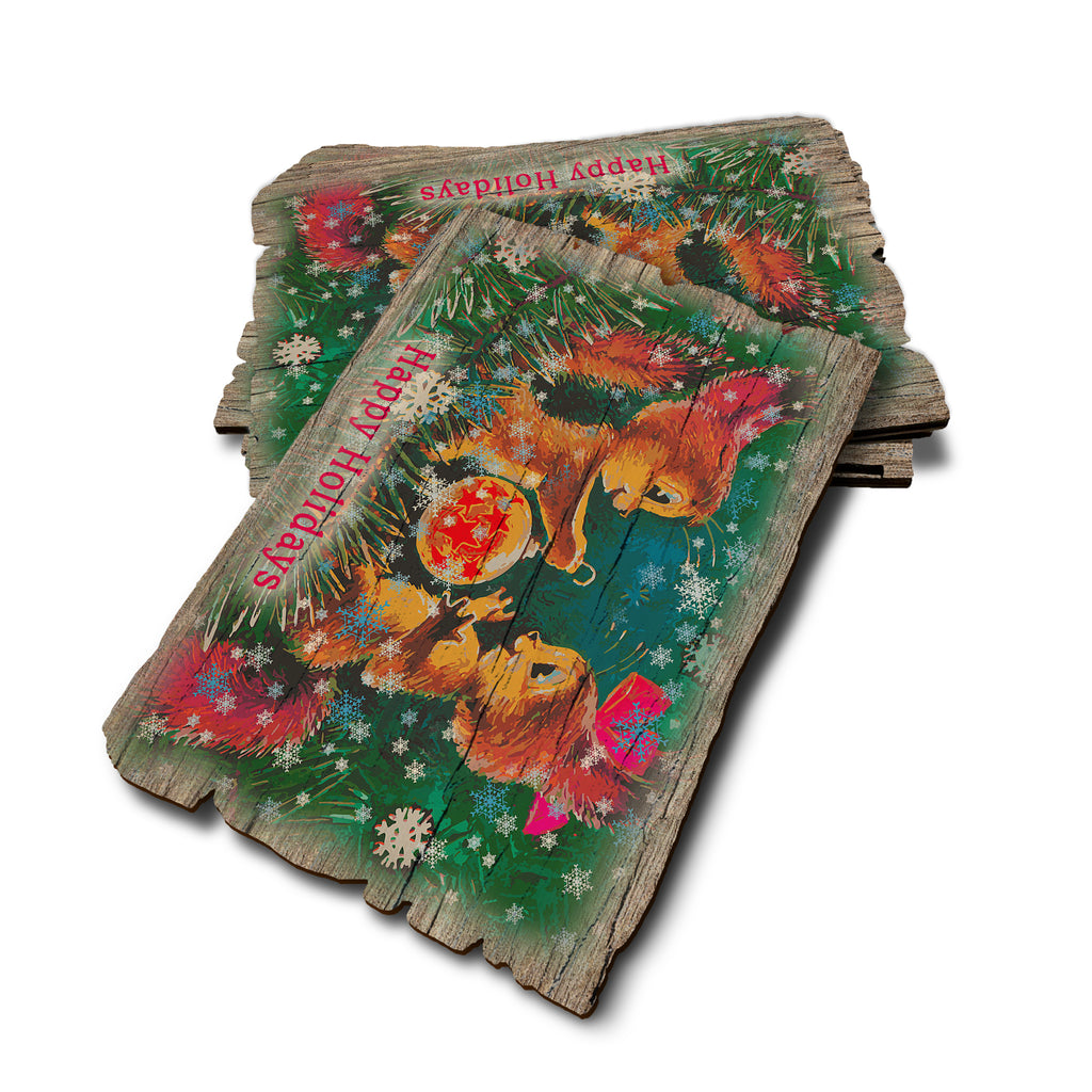 Cute Holiday Squirrel - Weathered Edge Rustic Edge Postcard (5pk // $2.80ea)