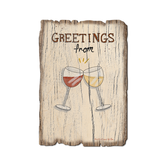 Greeting Card: Weathered Edge - Cheers Wine (Pack of 5)