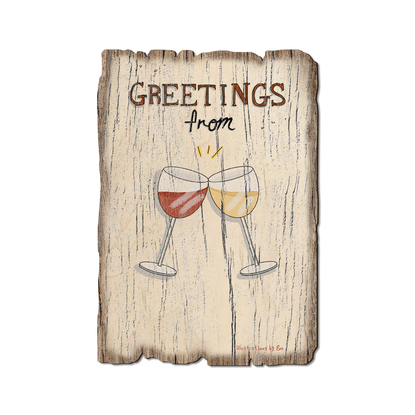 Ornament: Weathered Edge - Cheers Wine (Pack of 5)
