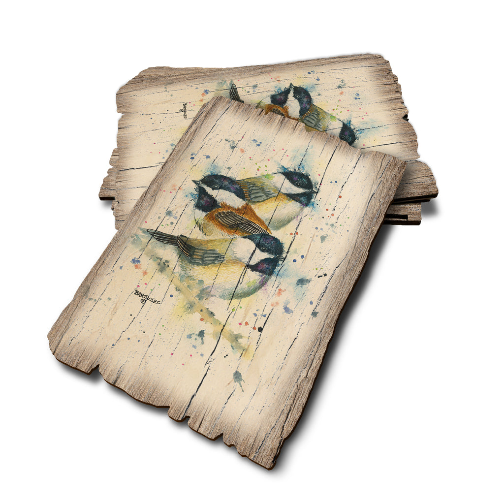 Bartholet's Chickadee Trio - Weathered Edge Rustic Edge Postcard (5pk // $2.80ea)