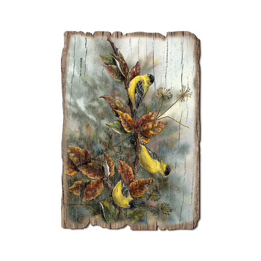 Greeting Card: Weathered Edge - Bartholet's Gold Finches