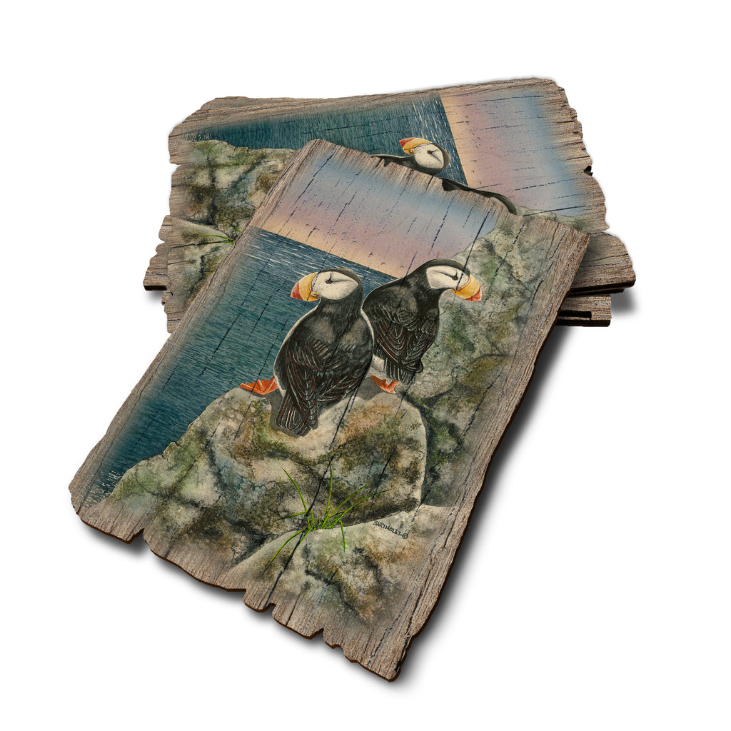 Bartholet's Horned Puffins - Weathered Edge Rustic Edge Postcard (5pk // $2.80ea)