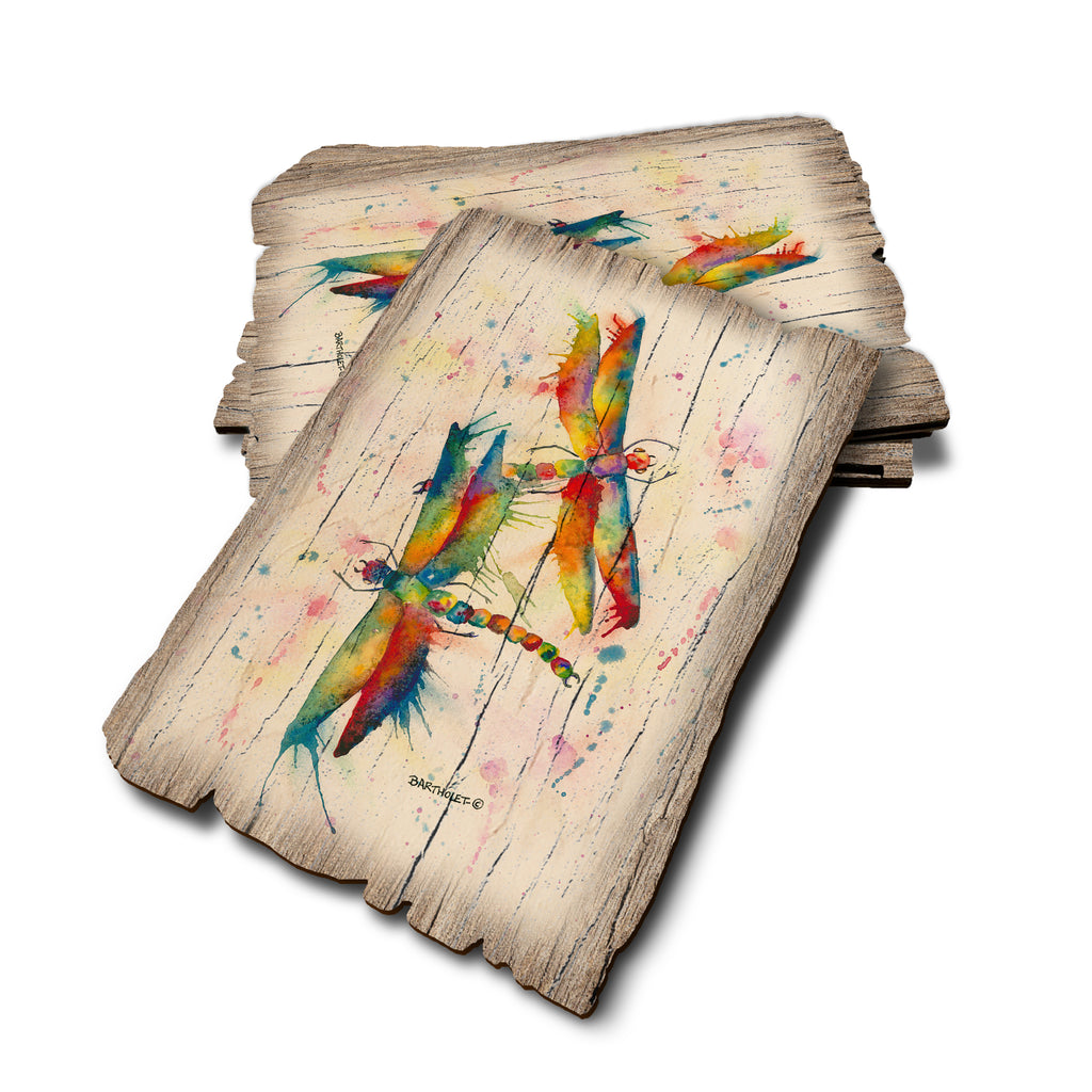 Bartholet's Rainbow Dragonflies Courtship - Weathered Edge Rustic Edge Postcard (5pk // $2.80ea)