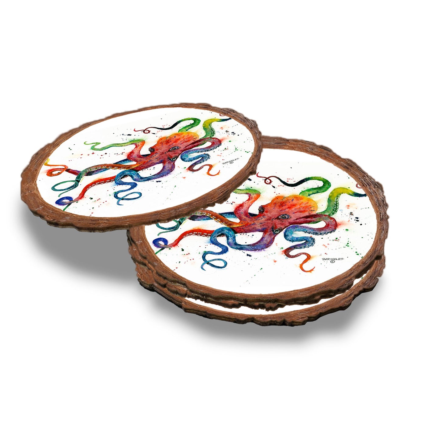 Bartholet's Rainbow Octopus  - Live Edge Live Edge Coaster (5pk // $2.80ea)