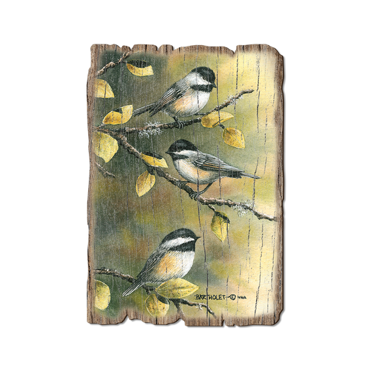 Greeting Card: Weathered Edge - Bartholet's Three Chickadees