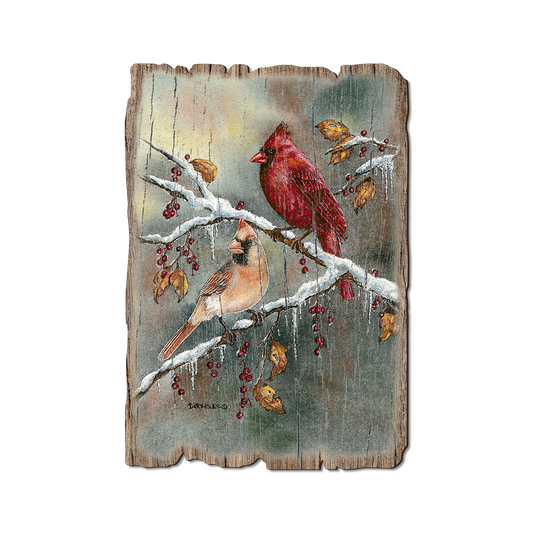 Greeting Card: Weathered Edge - Bartholet's Winter Cardinals