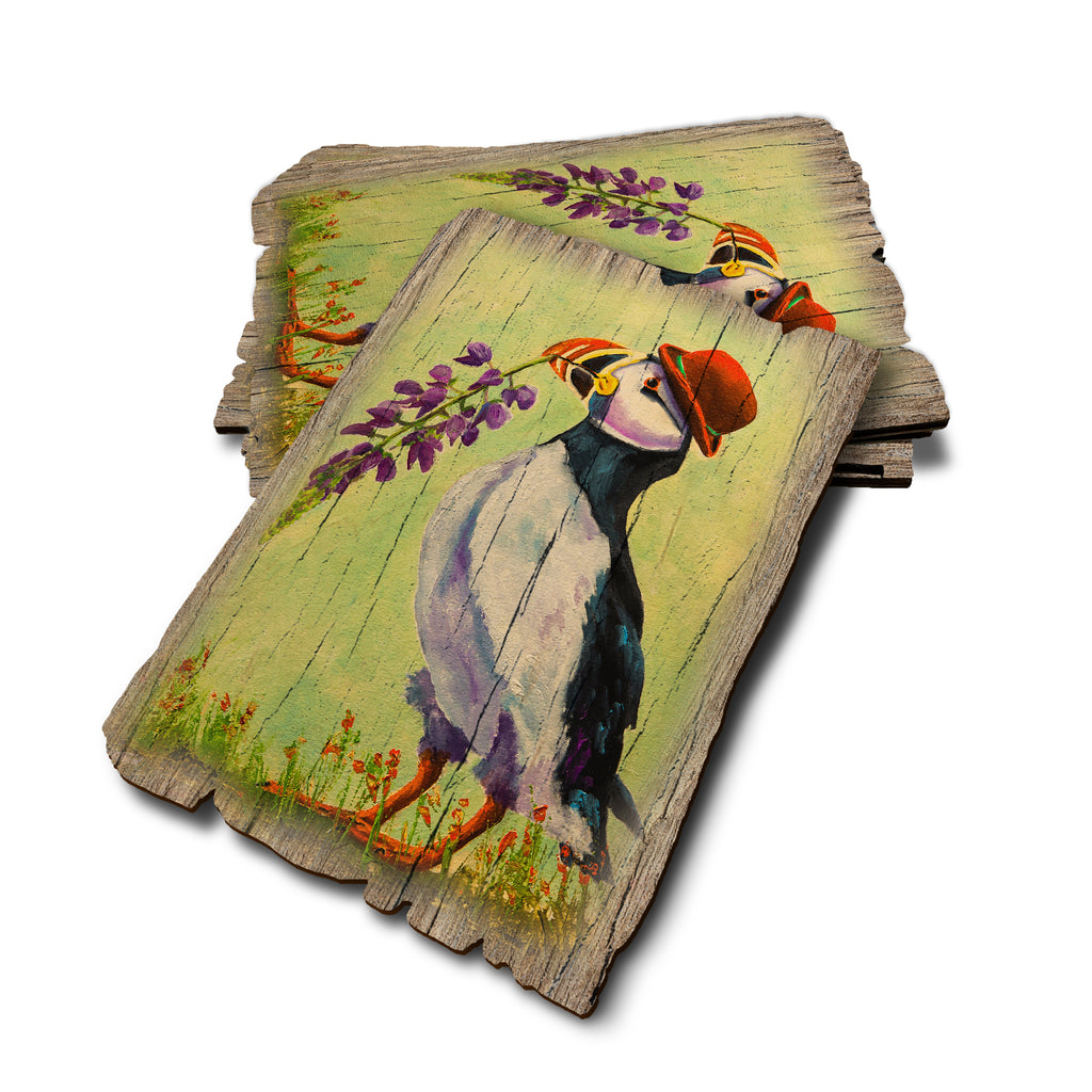 Twitchell's Lupine Puffin - Weathered Edge Rustic Edge Postcard (5pk // $2.80ea)