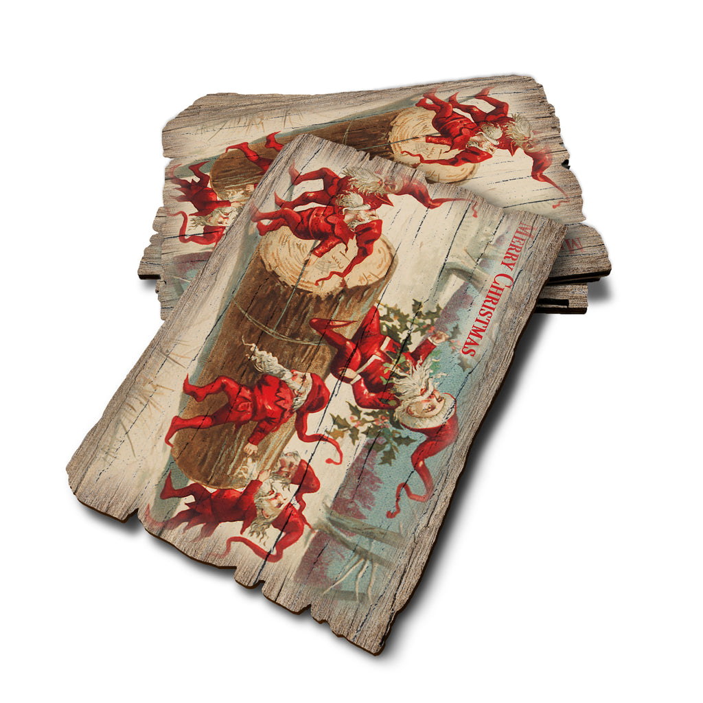 Elves On Log - Weathered Edge Rustic Edge Postcard (5pk // $2.80ea)