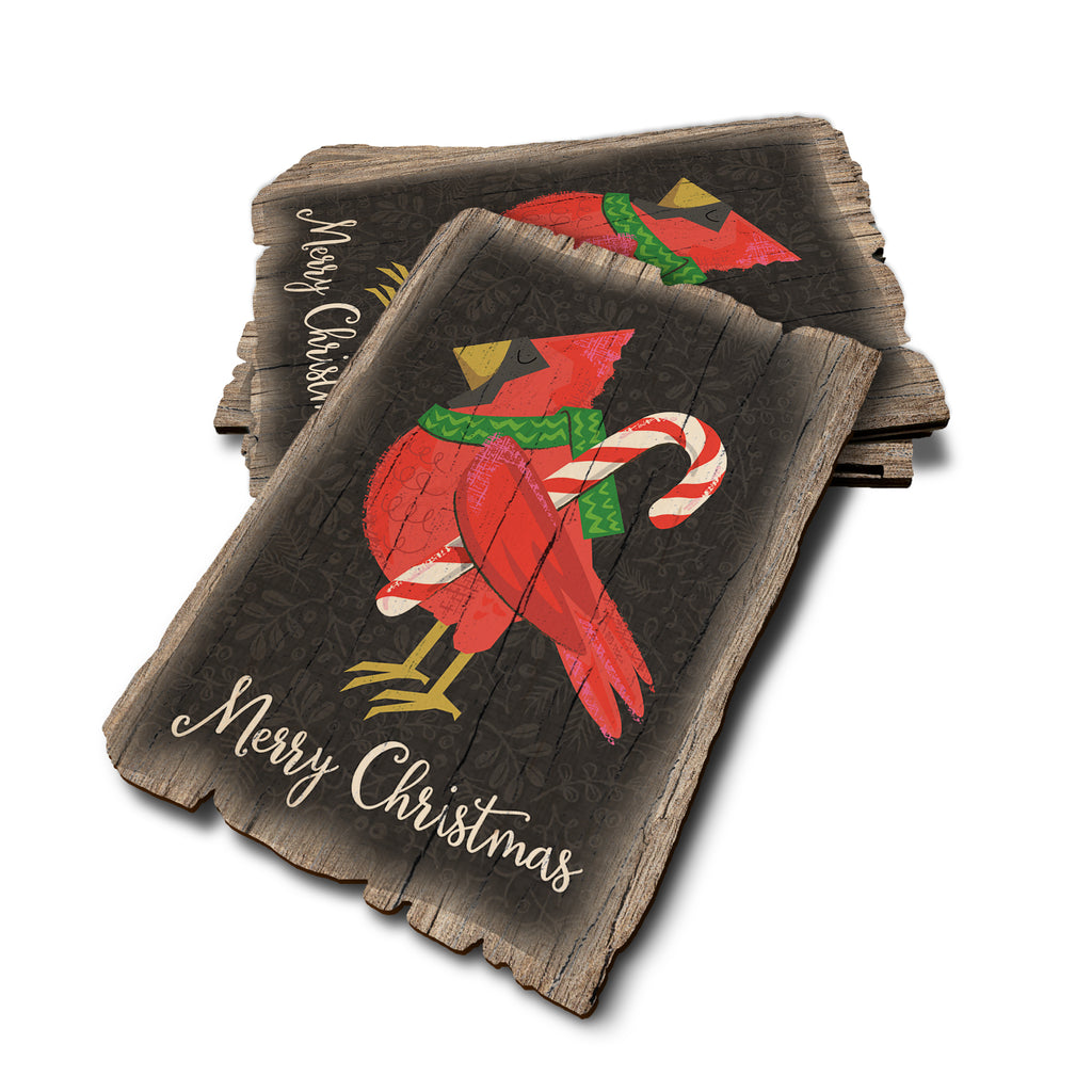 Christmas Cardinal - Weathered Edge Rustic Edge Postcard (5pk // $2.80ea)