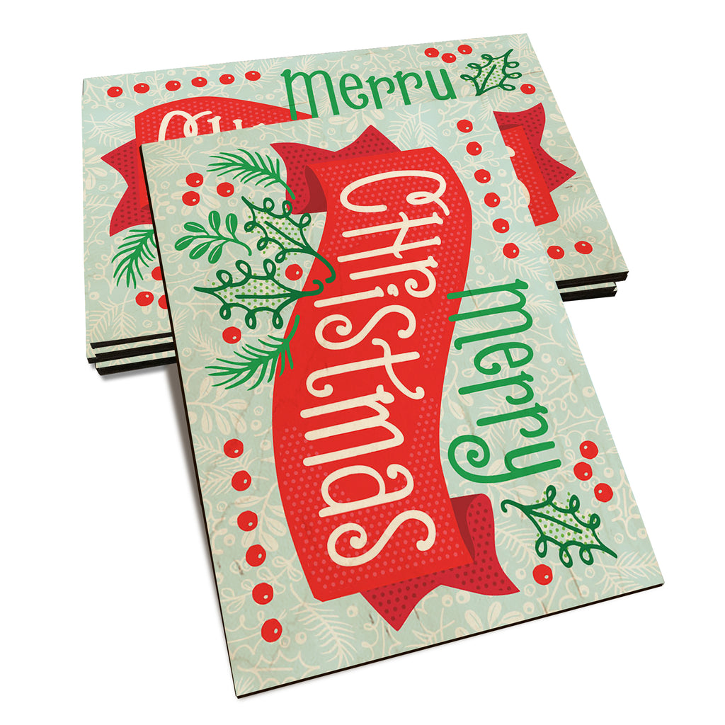 Merry Christmas Banner - Holiday - Classic Edge Classic Edge Postcard (5pk // $2.80ea)