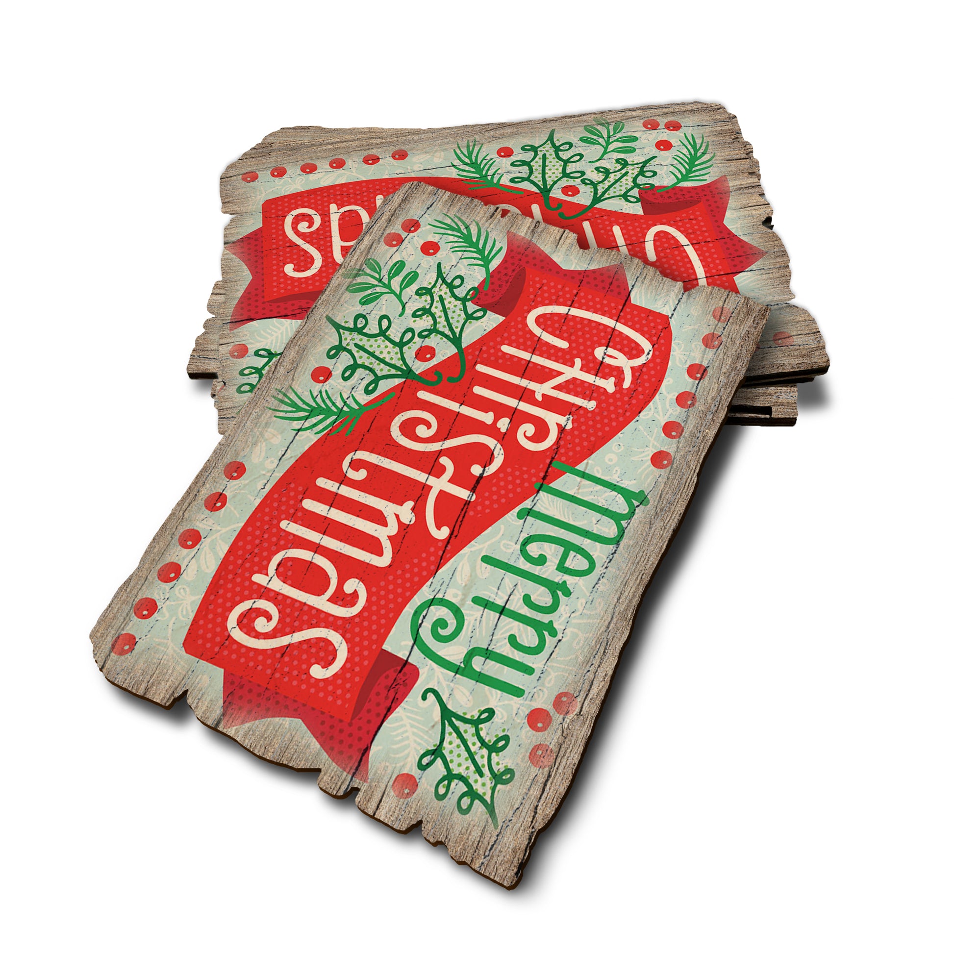 Merry Christmas Banner - Weathered Edge Rustic Edge Postcard (5pk // $2.80ea)