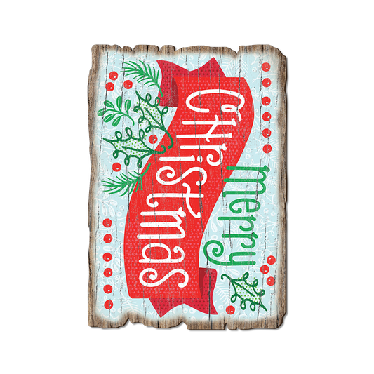 Greeting Card: Weathered Edge - Merry Christmas Banner (Pack of 5)