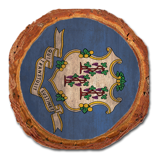 Coaster: Live Edge - Connecticut State Flag