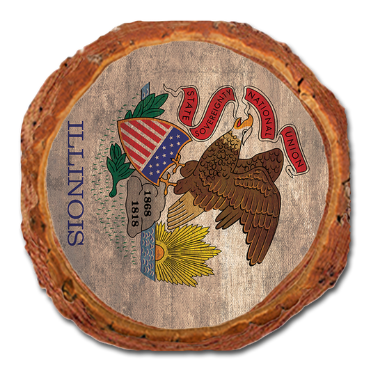 Coaster: Live Edge - Illinois State Flag
