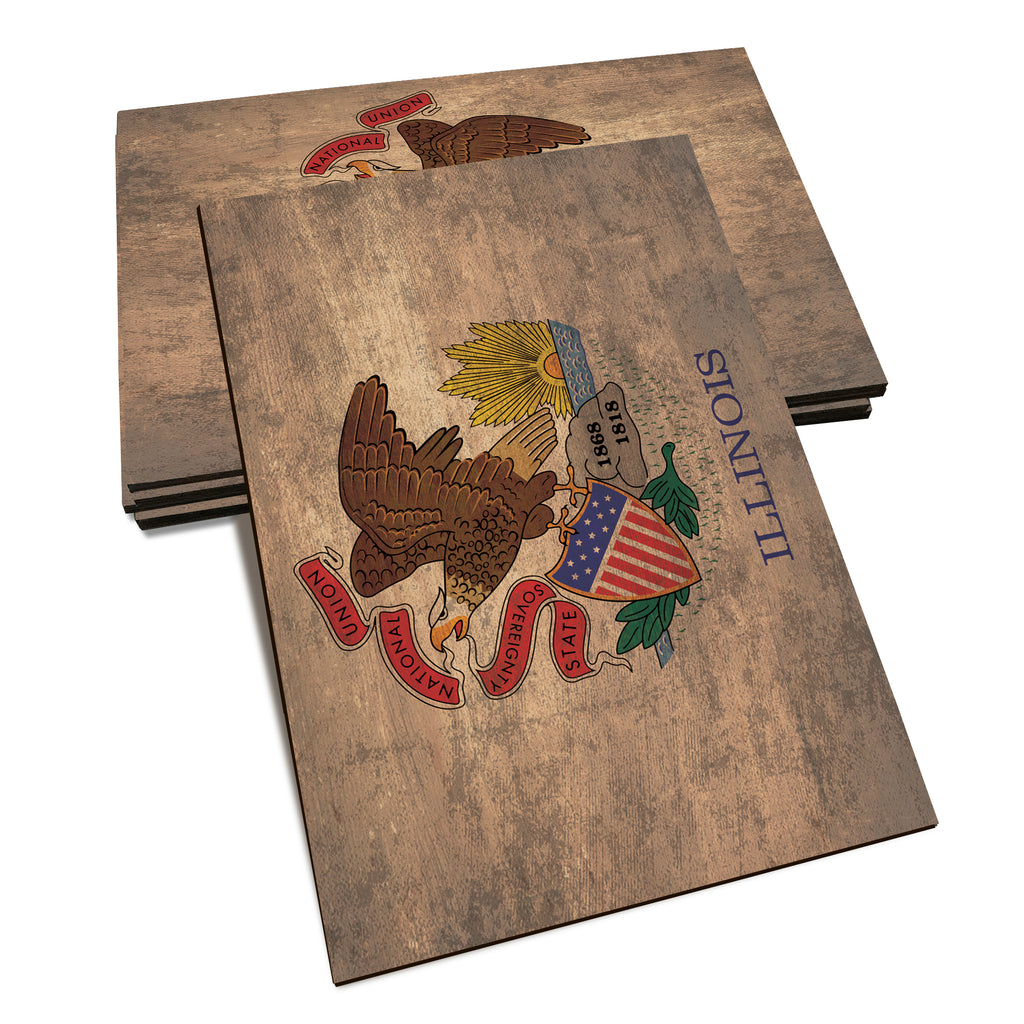 Illinois Wood State Flag - Classic Edge Postcard (5pk // $2.80ea)