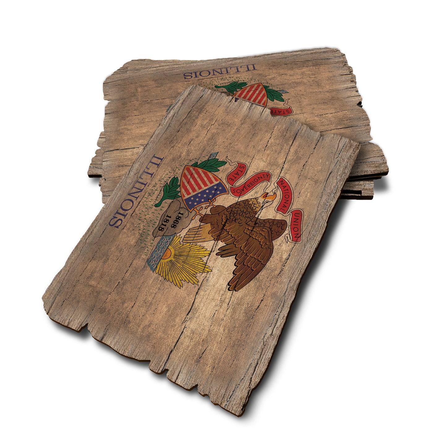 Illinois State Flag - Weathered Edge Rustic Edge Postcard (5pk // $2.80ea)