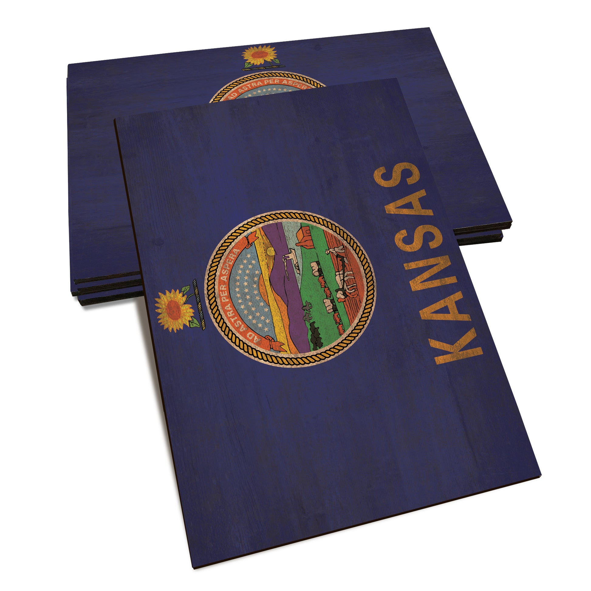 Kansas Wood State Flag - Classic Edge Postcard (5pk // $2.80ea)