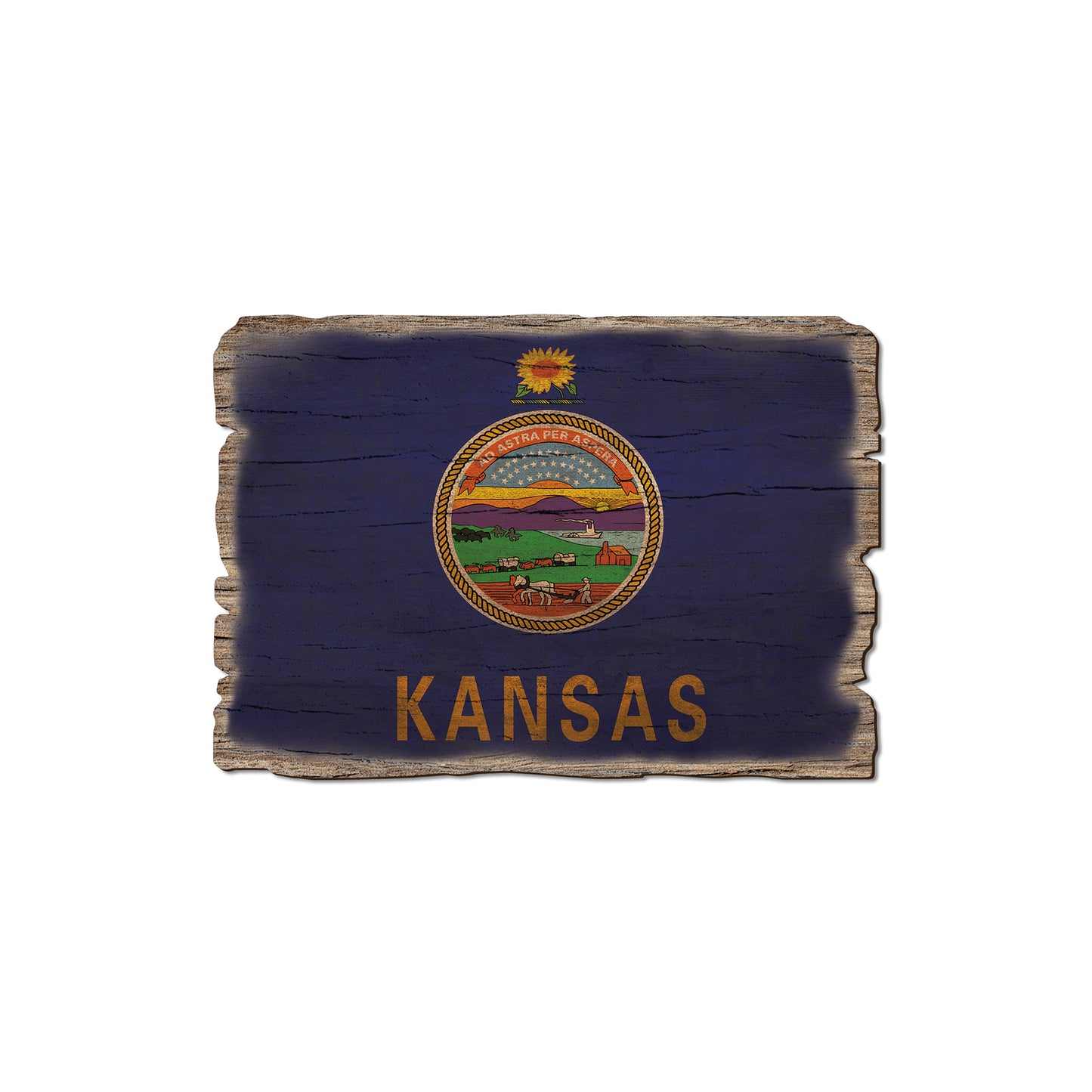 Kansas State Flag - Weathered Edge Rustic Edge Magnet (5pk // $2.80ea)