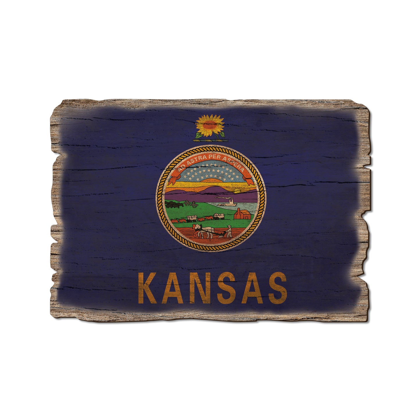 Kansas State Flag - Weathered Edge Rustic Edge Postcard (5pk // $2.80ea)