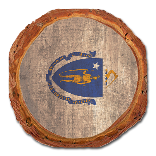 Coaster: Live Edge - Massachusetts State Flag