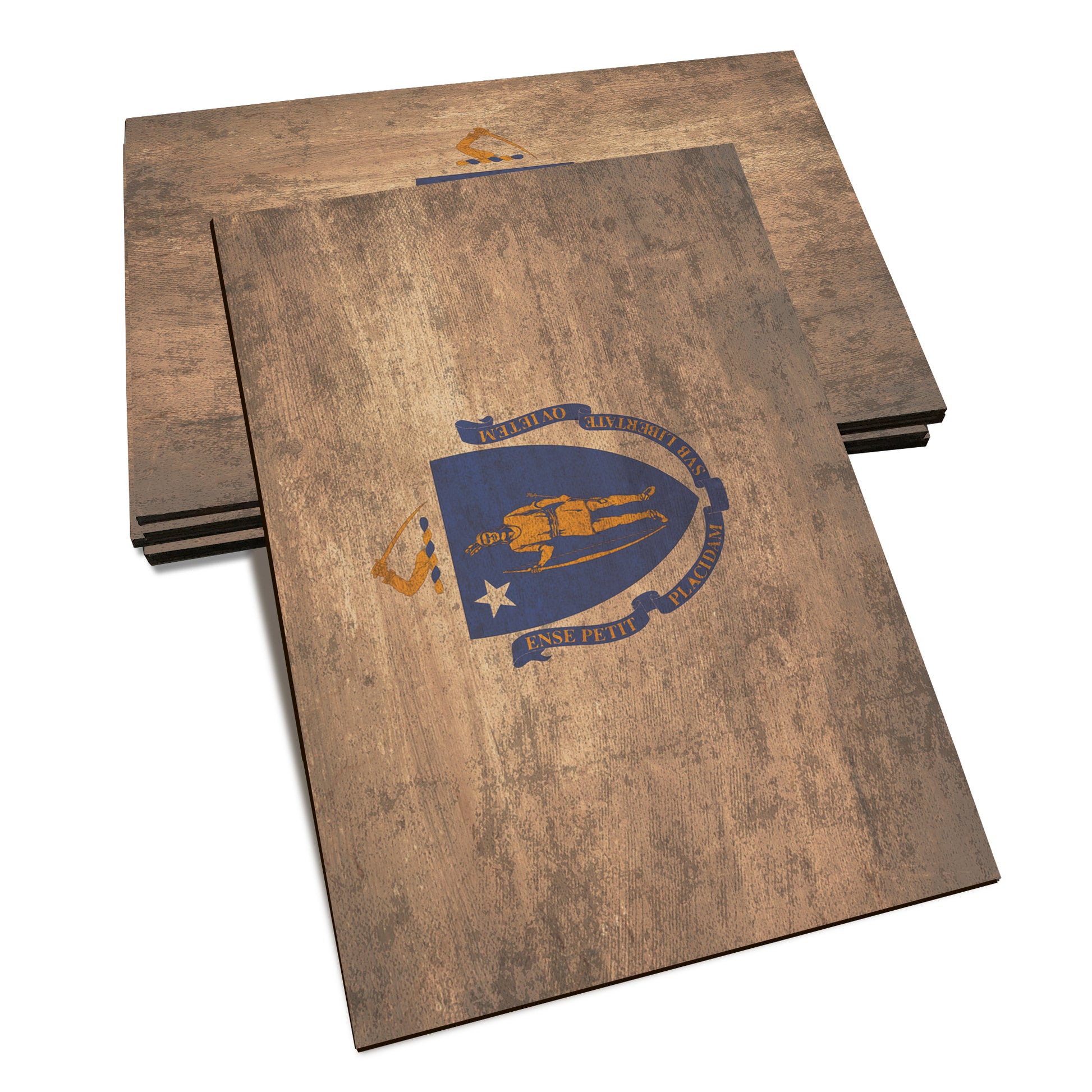 Massachusetts Wood State Flag - Classic Edge Postcard (5pk // $2.80ea)