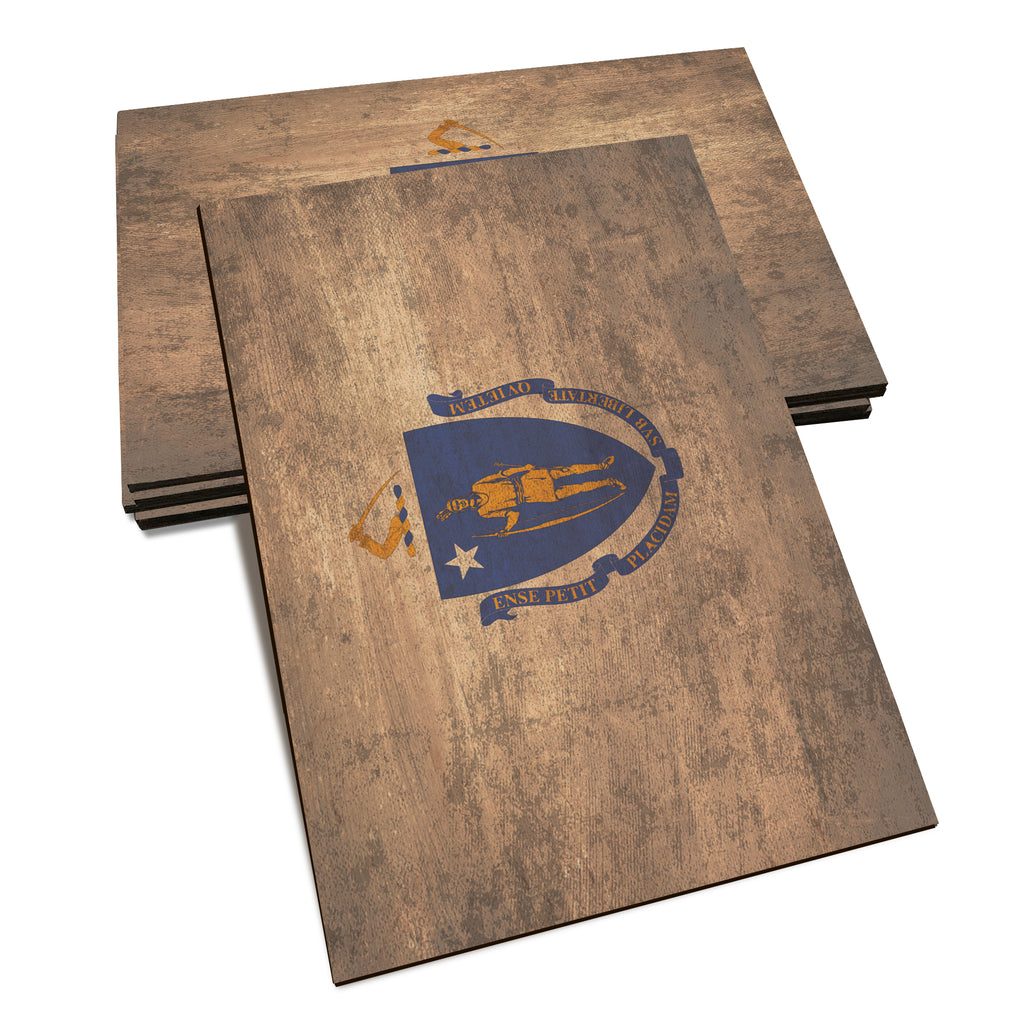 Massachusetts Wood State Flag - Classic Edge Postcard (5pk // $2.80ea)