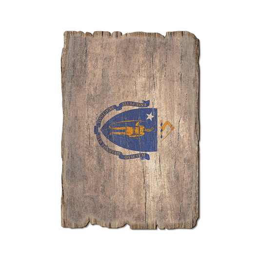 Greeting Card: Weathered Edge - Massachusetts State Flag