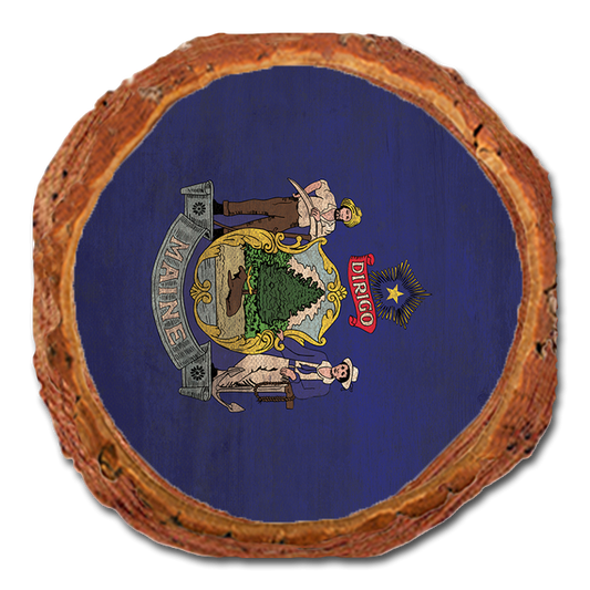 Coaster: Live Edge - Maine State Flag (Pack of 5)