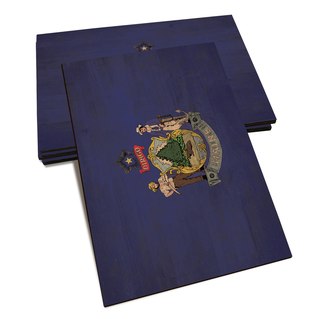 Maine Wood State Flag - Classic Edge Postcard (5pk // $2.80ea)