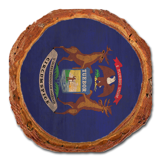 Coaster: Live Edge - Michigan State Flag (Pack of 5)